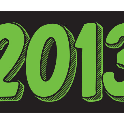 Rectangle Year Window Sticker - GREEN on BLACK - Qty. 12
