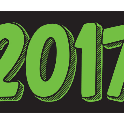 Rectangle Year Window Sticker - GREEN on BLACK - Qty. 12