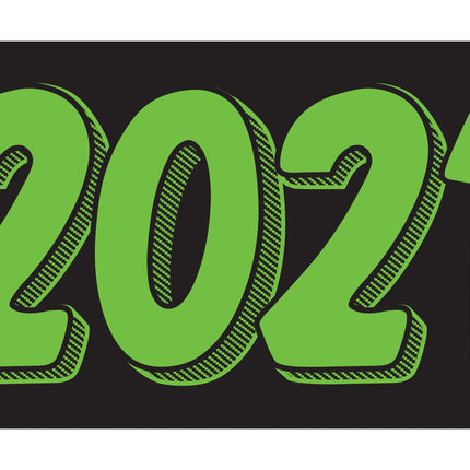Rectangle Year Window Sticker - GREEN on BLACK - Qty. 12