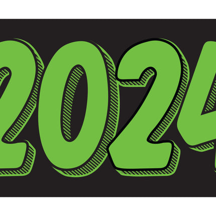 Rectangle Year Window Sticker - GREEN on BLACK - Qty. 12