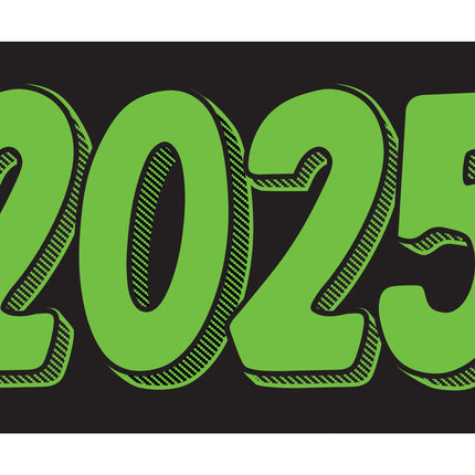 Rectangle Year Window Sticker - GREEN on BLACK - Qty. 12
