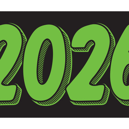 Rectangle Year Window Sticker - GREEN on BLACK - Qty. 12