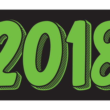 Rectangle Year Window Sticker - GREEN on BLACK - Qty. 12