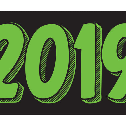 Rectangle Year Window Sticker - GREEN on BLACK - Qty. 12