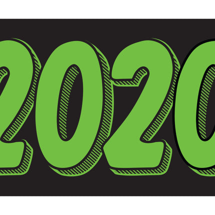 Rectangle Year Window Sticker - GREEN on BLACK - Qty. 12