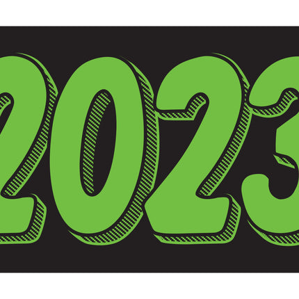 Rectangle Year Window Sticker - GREEN on BLACK - Qty. 12