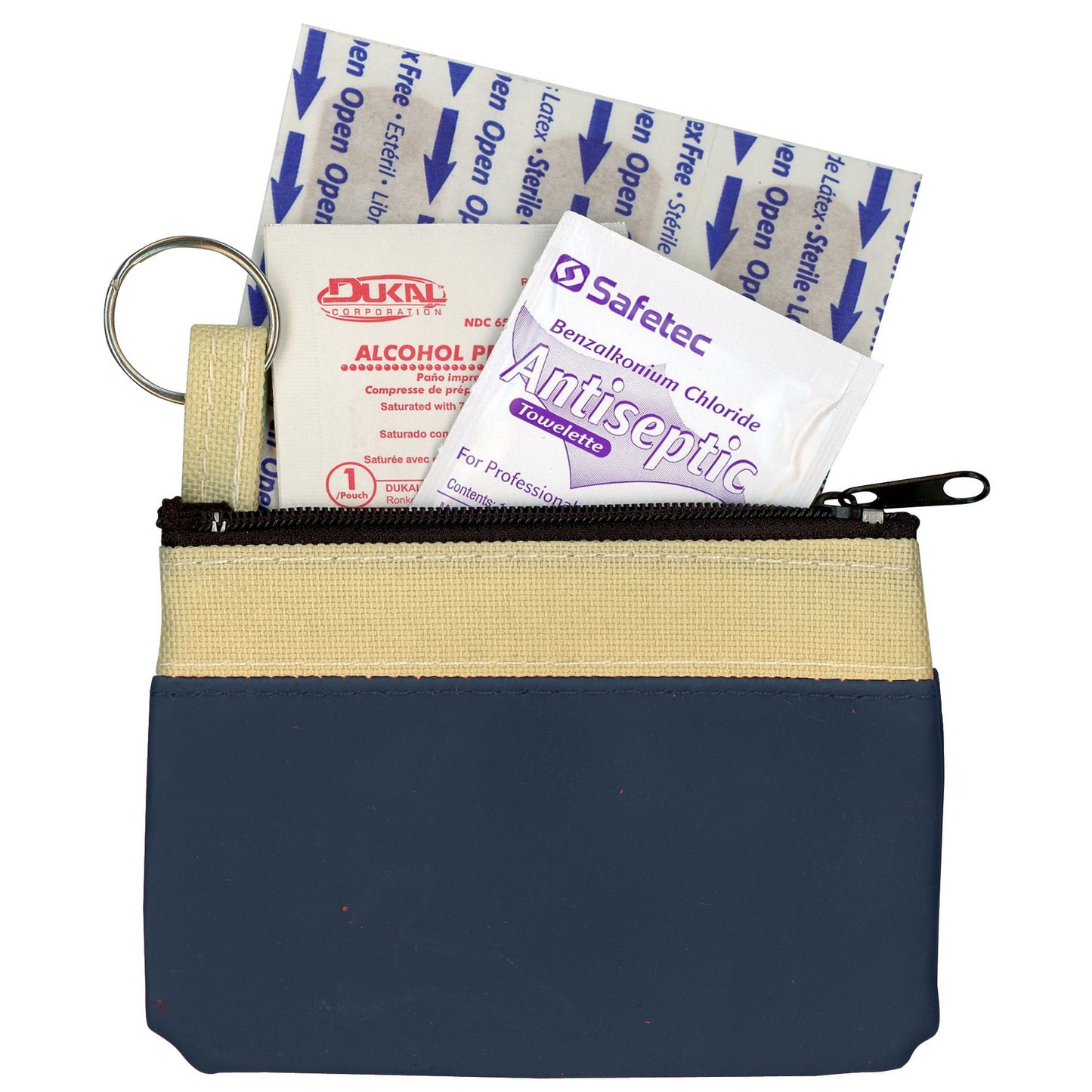 Key Ring Zippered First Aid Pouch (Standard Vinyl)