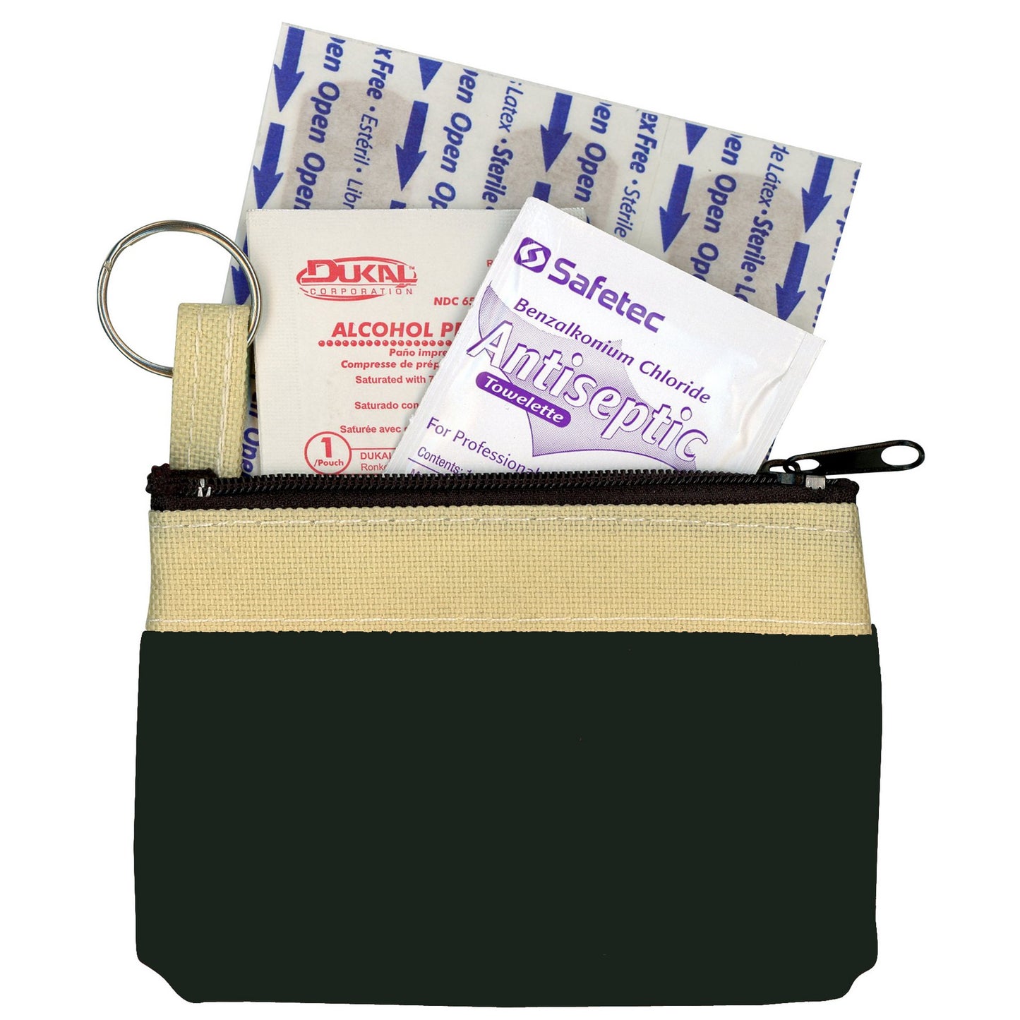 Key Ring Zippered First Aid Pouch (Standard Vinyl)