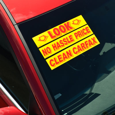 Adhesive Windshield Slogan - Red/Yellow