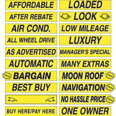 Adhesive Windshield Slogan - Yellow and Black