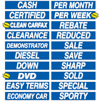 Adhesive Windshield Slogan - Blue and White
