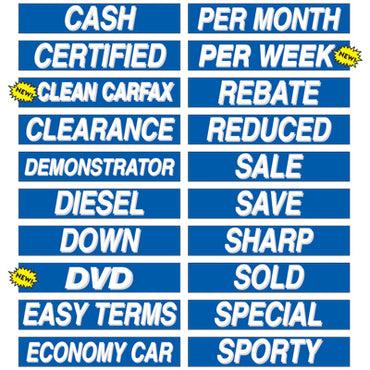 Adhesive Windshield Slogan - Blue and White