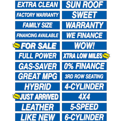 Adhesive Windshield Slogan - Blue and White