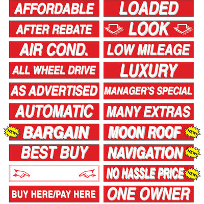 Adhesive Windshield Slogan - Red and White