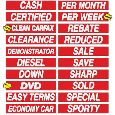 Adhesive Windshield Slogan - Red and White