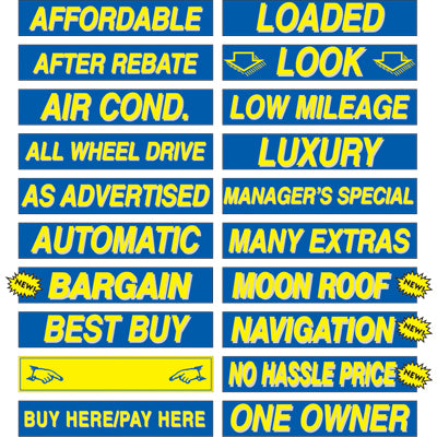 Adhesive Windshield Slogan - Blue and Yellow