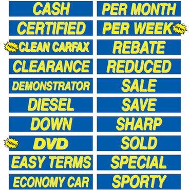 Adhesive Windshield Slogan - Blue and Yellow
