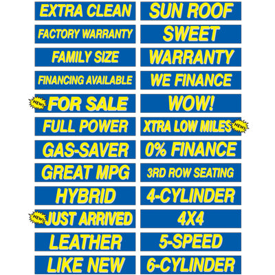 Adhesive Windshield Slogan - Blue and Yellow