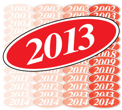 Oval Year Model Stickers - Red/White