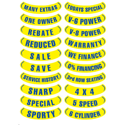 Oval Reverse Arch Slogans - Blue and Yellow