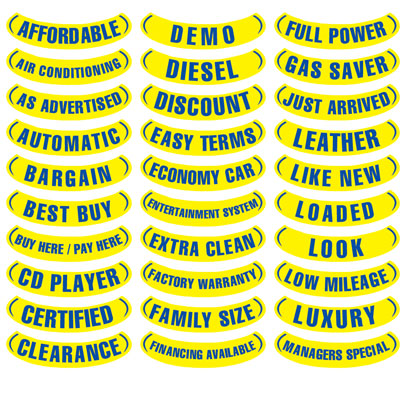 Oval Reverse Arch Slogans - Blue and Yellow