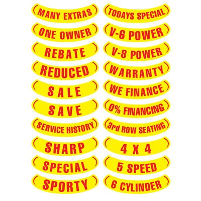 Oval Reverse Arch Slogans - Red and Yellow