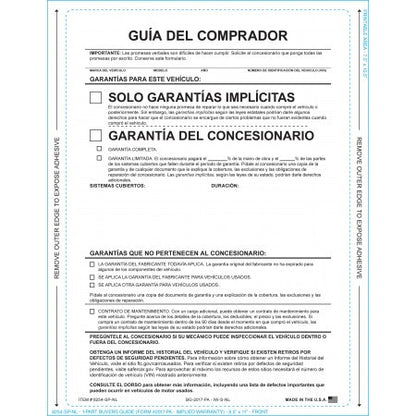 SPANISH IMPLIED WARRANTY No Lines - Interior