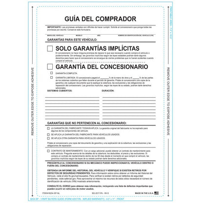 SPANISH IMPLIED WARRANTY - Exterior
