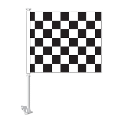 Clip On Window Flag - Checkered (black/white)