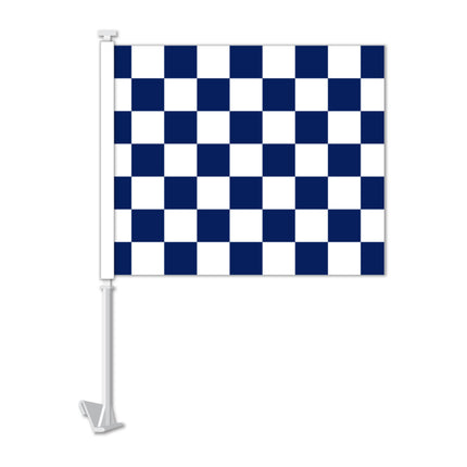 Clip On Window Flag - Checkered (blue/white)