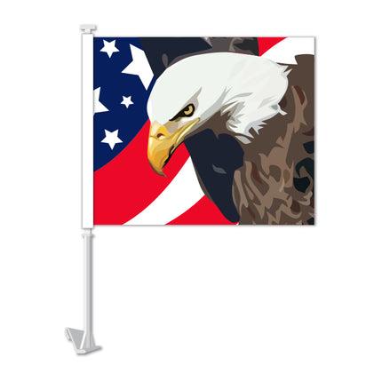 Clip On Window Flag - Patriotic Eagle