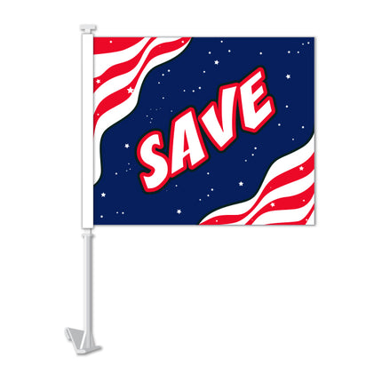Clip On Window Flag - Save (stripes)