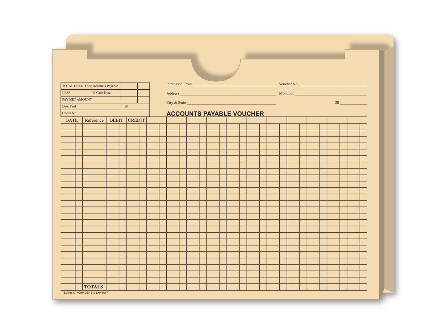 Expandable Accounts Payable Voucher Jackets, 1" Gusset - BUFF - Box of 50