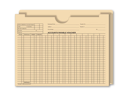 Expandable Accounts Payable Voucher Jackets, 1" Gusset - BUFF - Box of 50