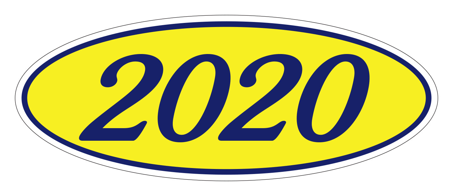 Oval Year Model Stickers - Blue/Yellow