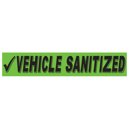 Adhesive Windshield Slogan - Vehicle Sanitized