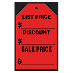Windshield Stick On Tag - List/Discount/Sale $_____