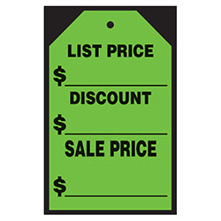 Windshield Stick On Tag - List/Discount/Sale $______