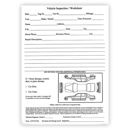 Vehicle Inspection Worksheet