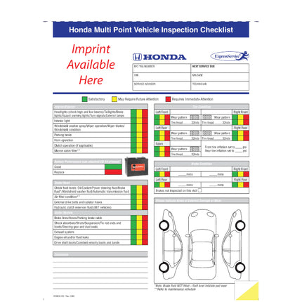 Multi-Point Inspection Form - Honda