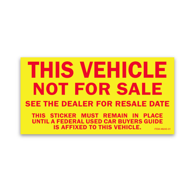 Vehicle Not for Sale Sticker