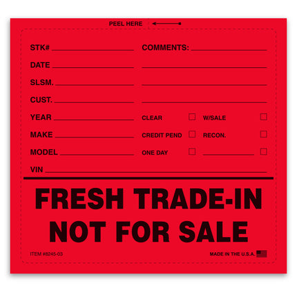 Fresh Trade-In Not For Sale Sticker