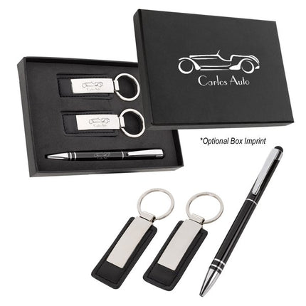 Stylus Pen And Leatherette Key Tag Box Set