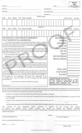 Bill of Sale / Contract Form