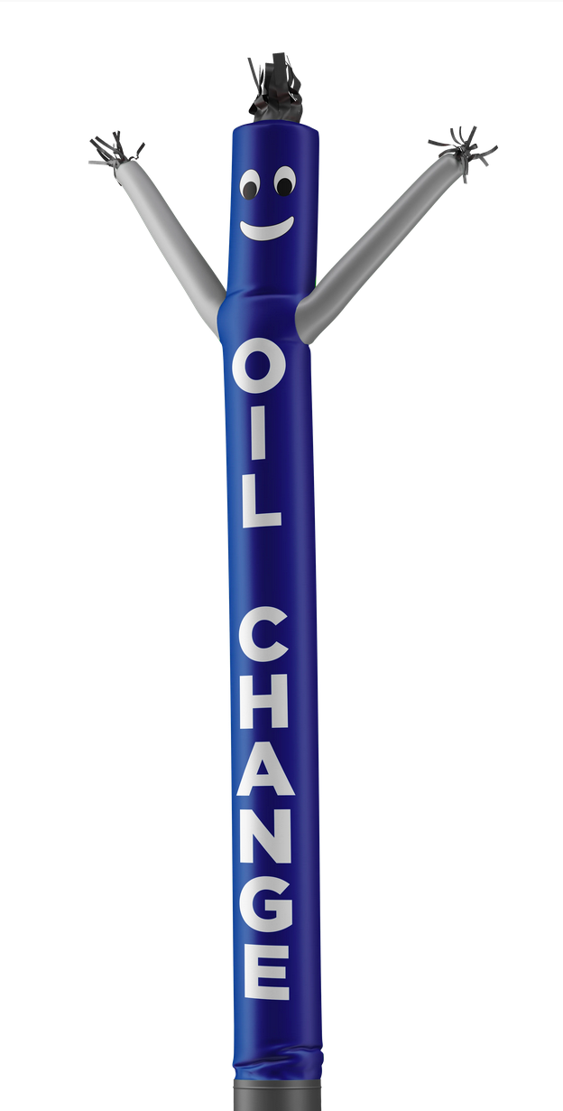 Air Dancer 20' - "OIL CHANGE" - Blue with White Arms