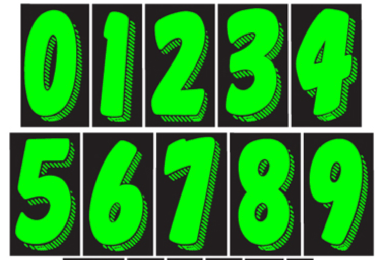 7.5" Chartreuse Adhesive Number