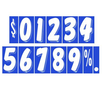 7.5" White/Blue Adhesive Number
