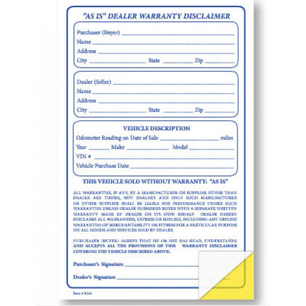 AS IS Warranty Disclamer Form