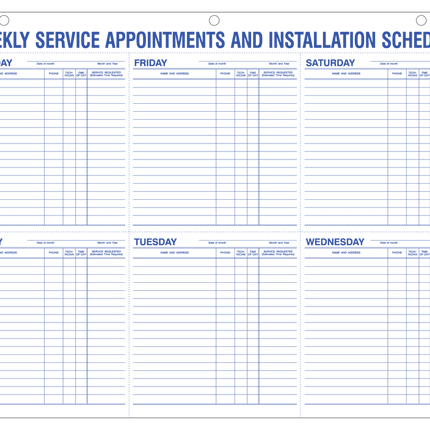 Route Sheet - Weekly Service Appointments and Installation Schedule