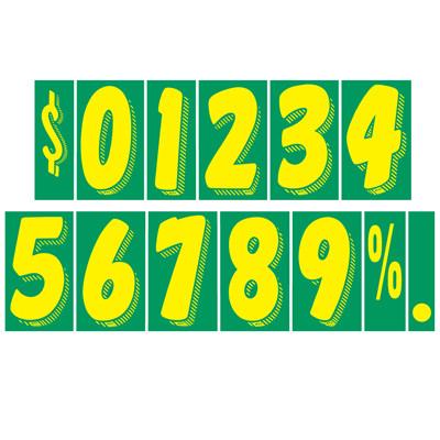 green and yellow numbers